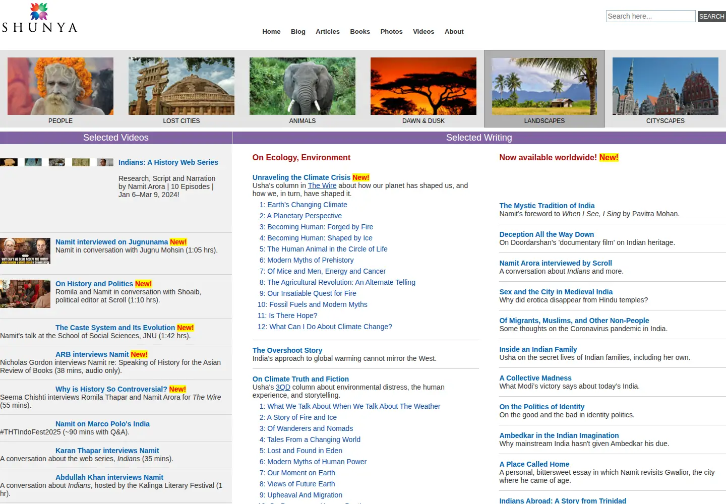 Screenshot of shunya.net