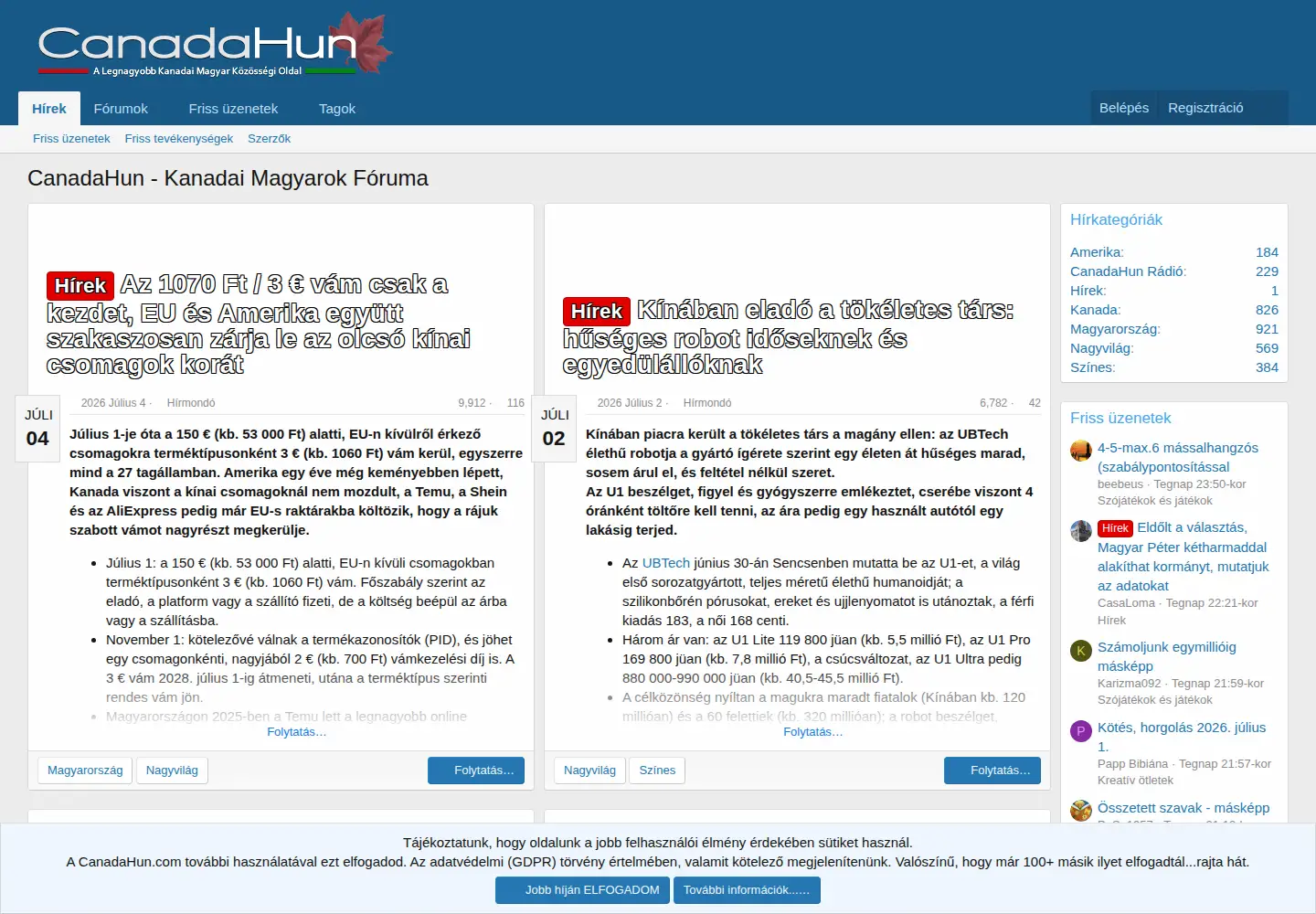 Screenshot of canadahun.com
