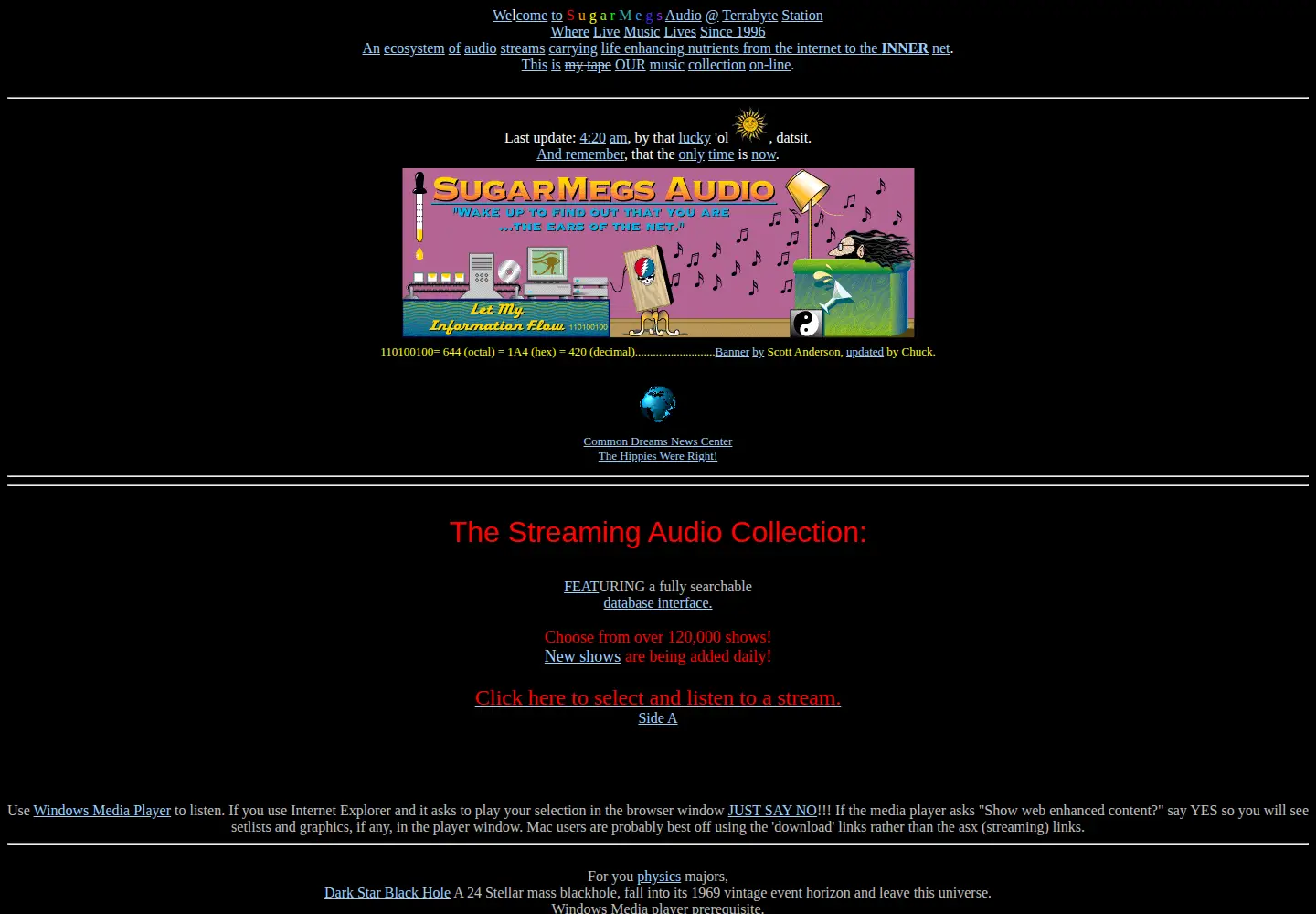 Captured homepage of sugarmegs.org in the current scan