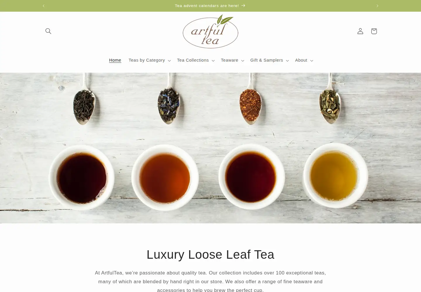 Captured homepage of artfultea.com in the current scan