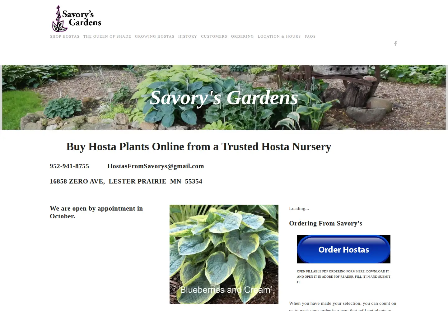 Captured homepage of savorysgardens.com in the current scan
