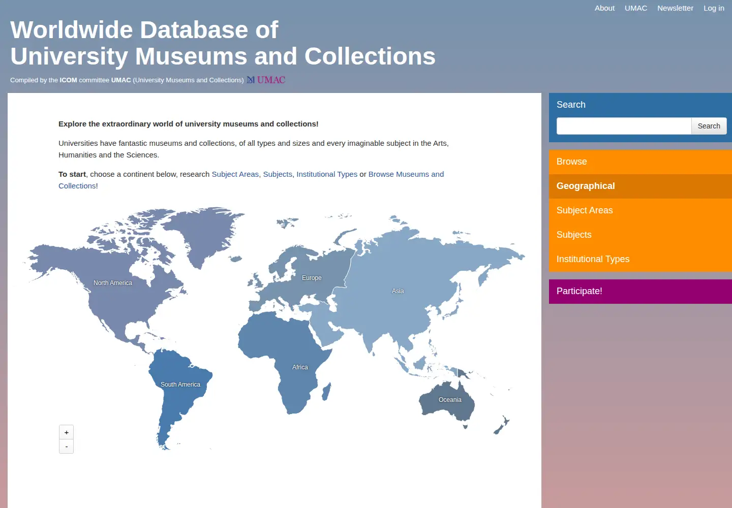 Captured homepage of university-museums-and-collections.net in the current scan