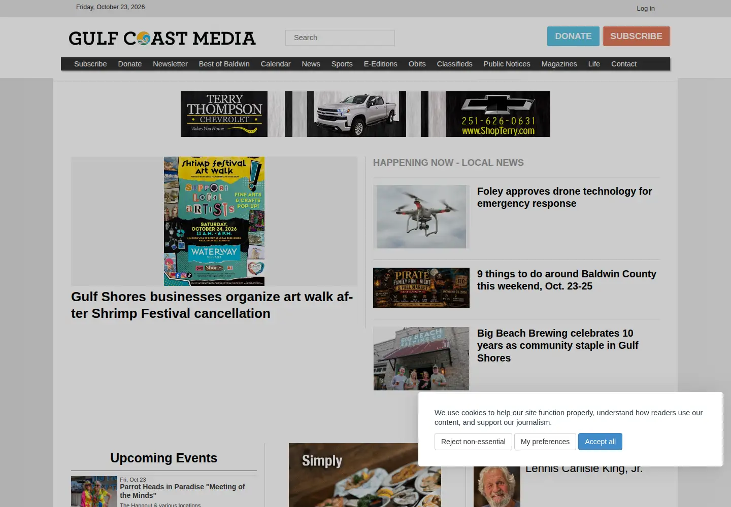 Captured homepage of gulfcoastmedia.com in the current scan