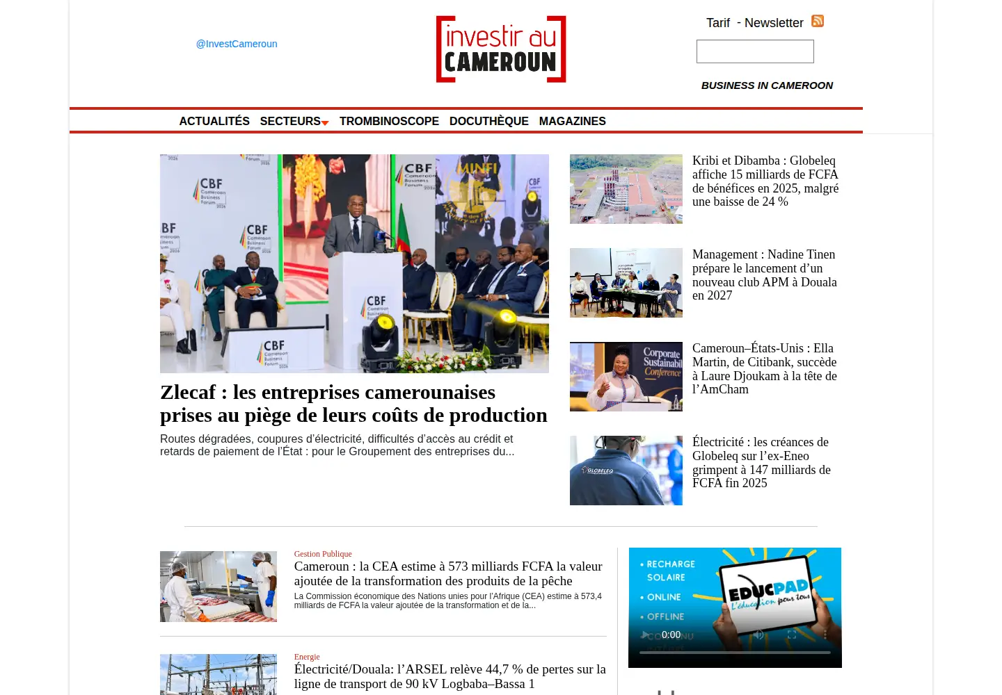 Screenshot of investiraucameroun.com