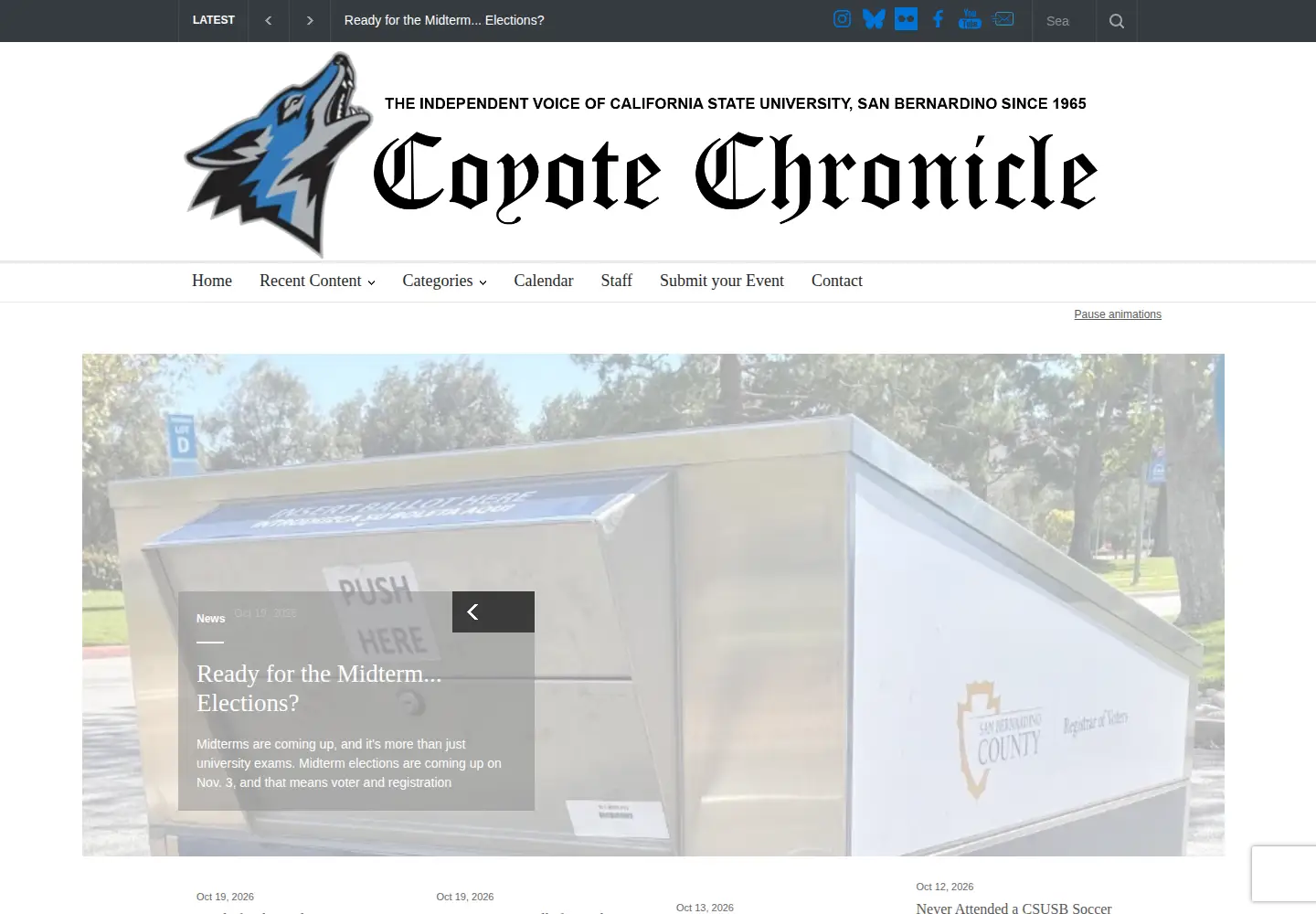 Screenshot of coyotechronicle.net