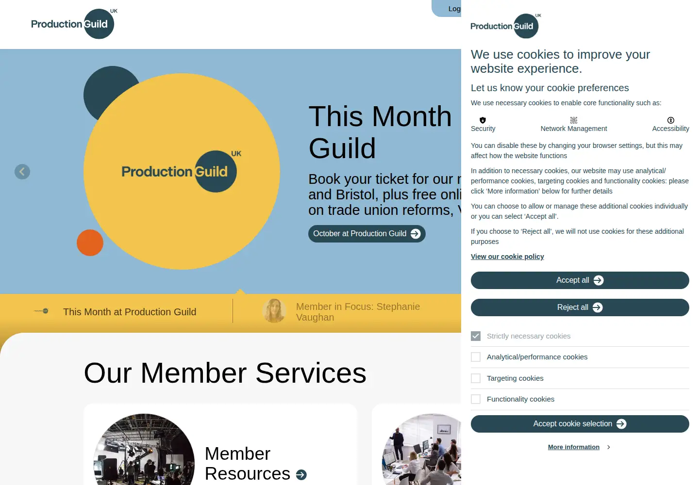 Captured homepage of productionguild.com in the current scan