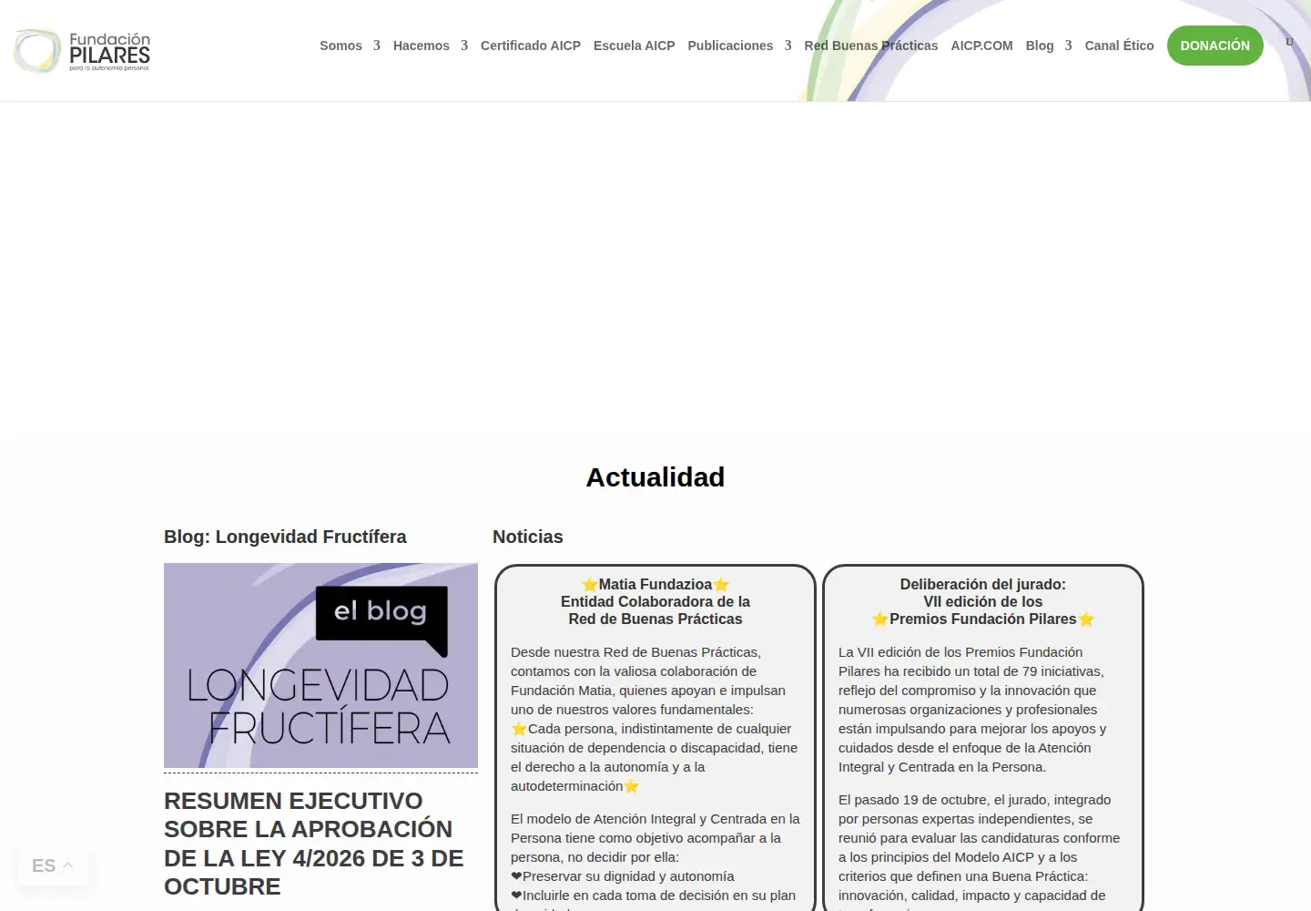Screenshot of fundacionpilares.org