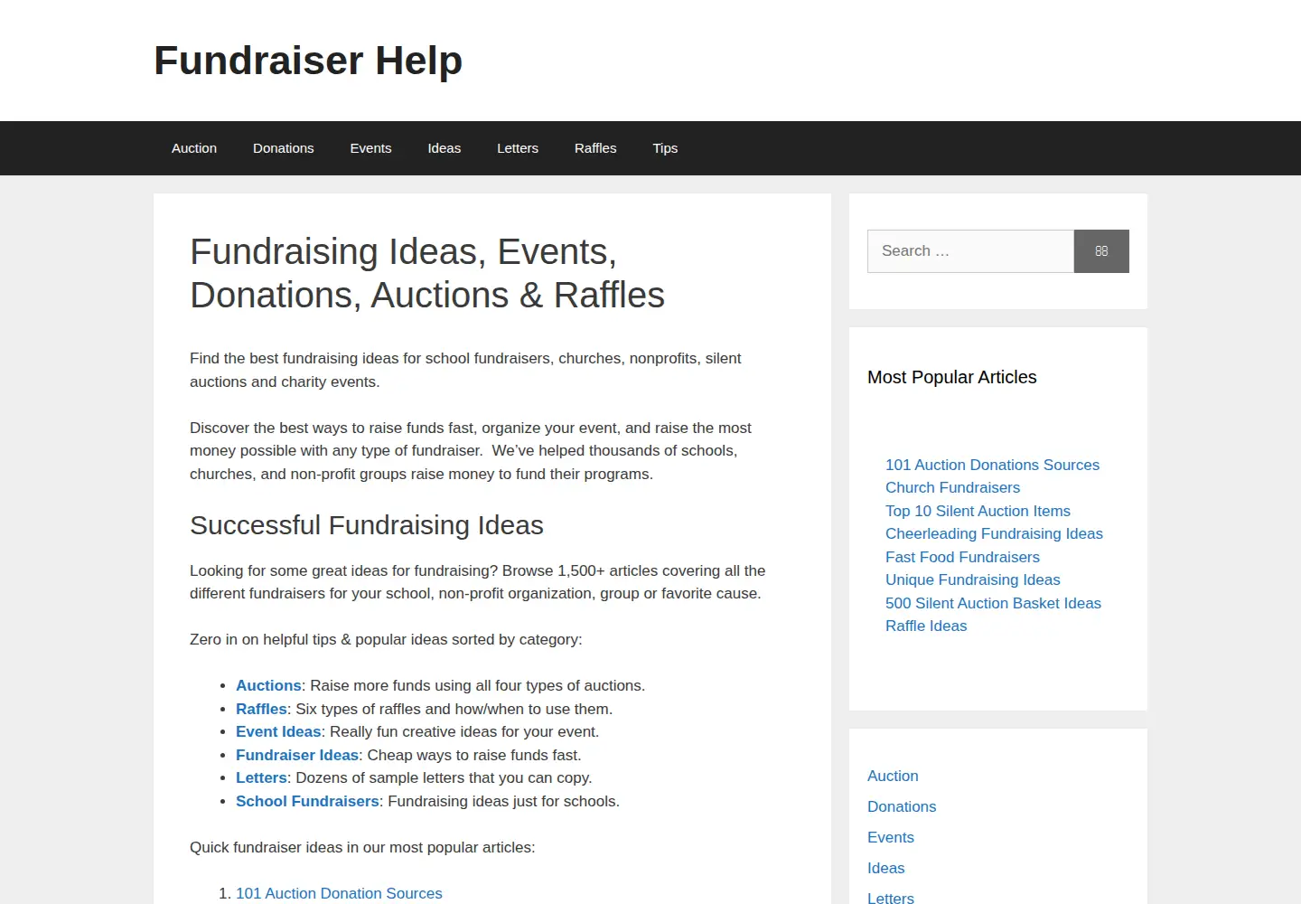 Screenshot of fundraiserhelp.com