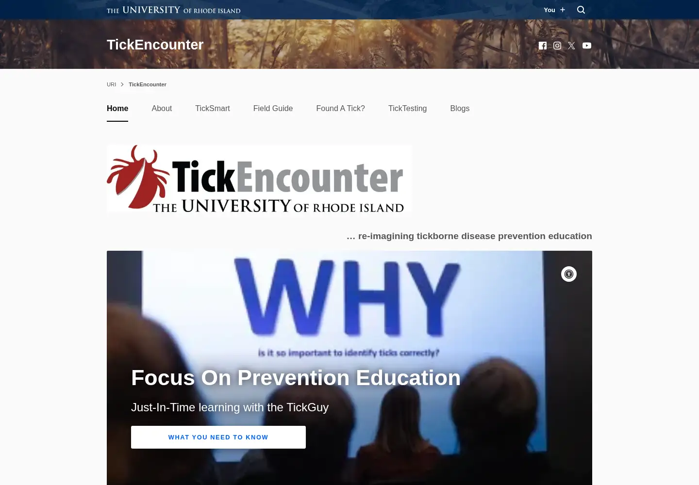 Captured homepage of tickencounter.org in the current scan