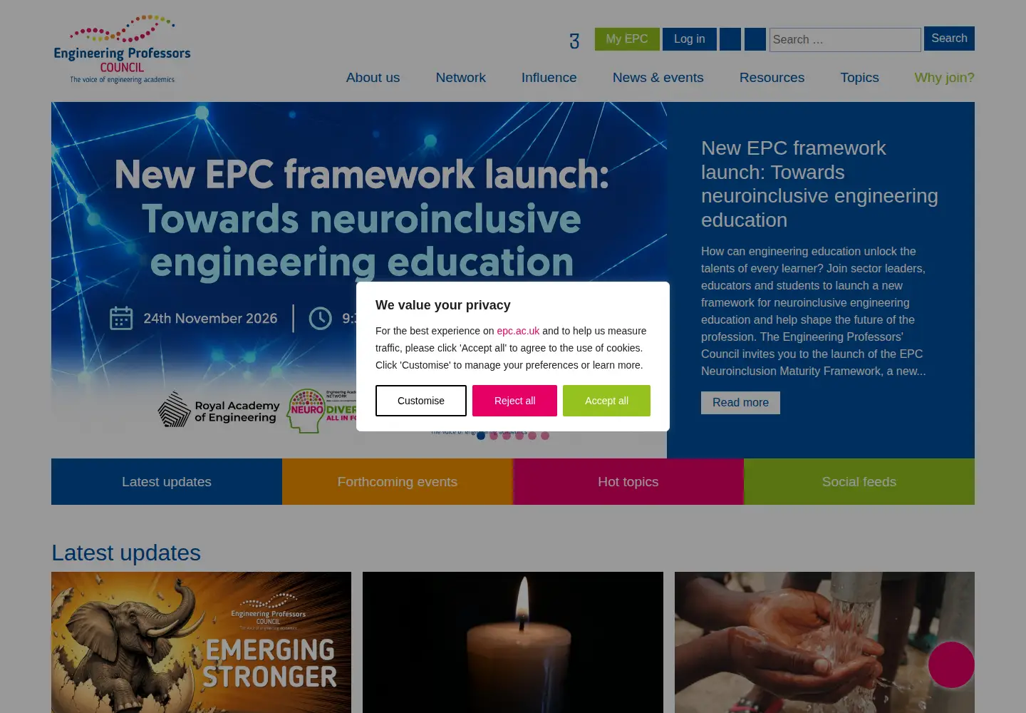 Screenshot of epc.ac.uk