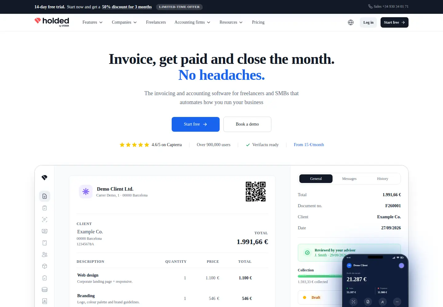Screenshot of holded.com