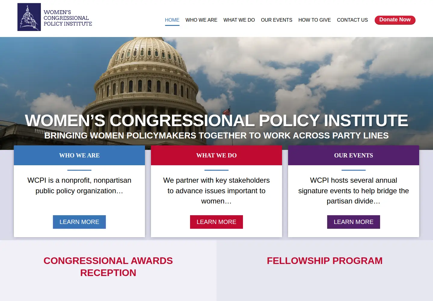Captured homepage of womenspolicy.org in the current scan