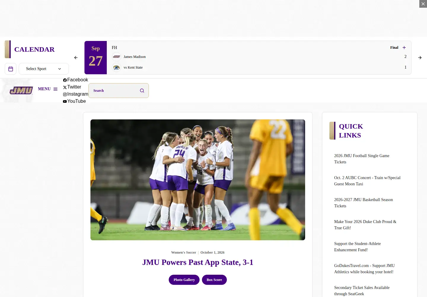 Screenshot of jmusports.com