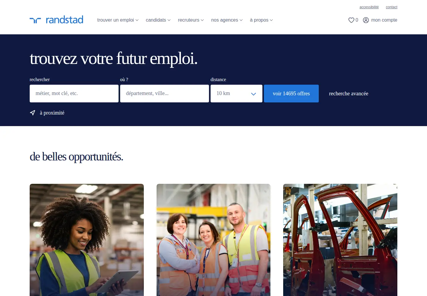 Captured homepage of randstad.fr in the current scan
