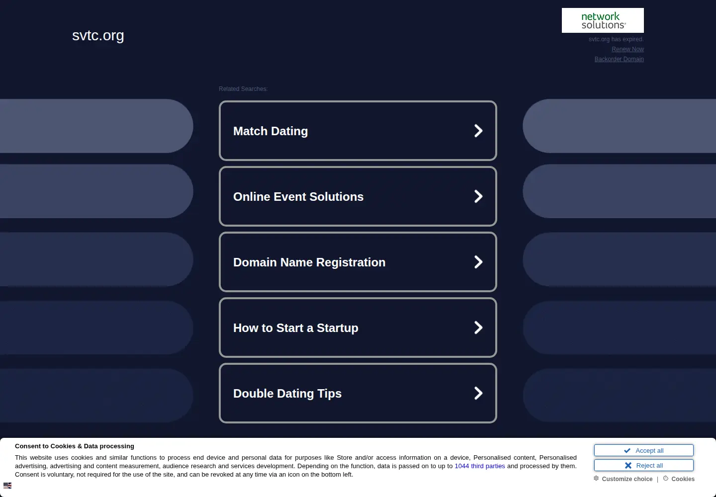 Captured homepage of svtc.org in the current scan