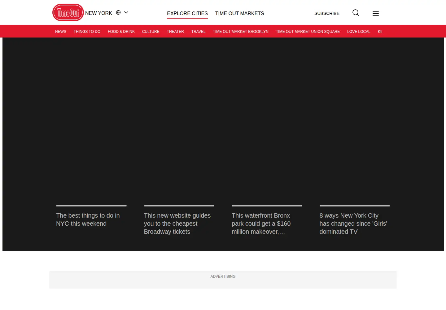 Captured homepage of timeoutny.com in the current scan