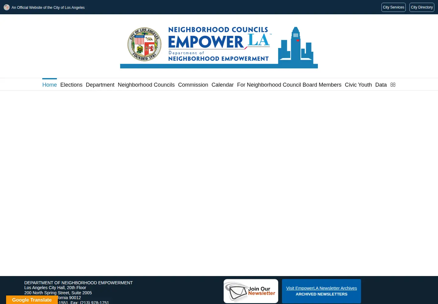 Captured homepage of empowerla.org in the current scan