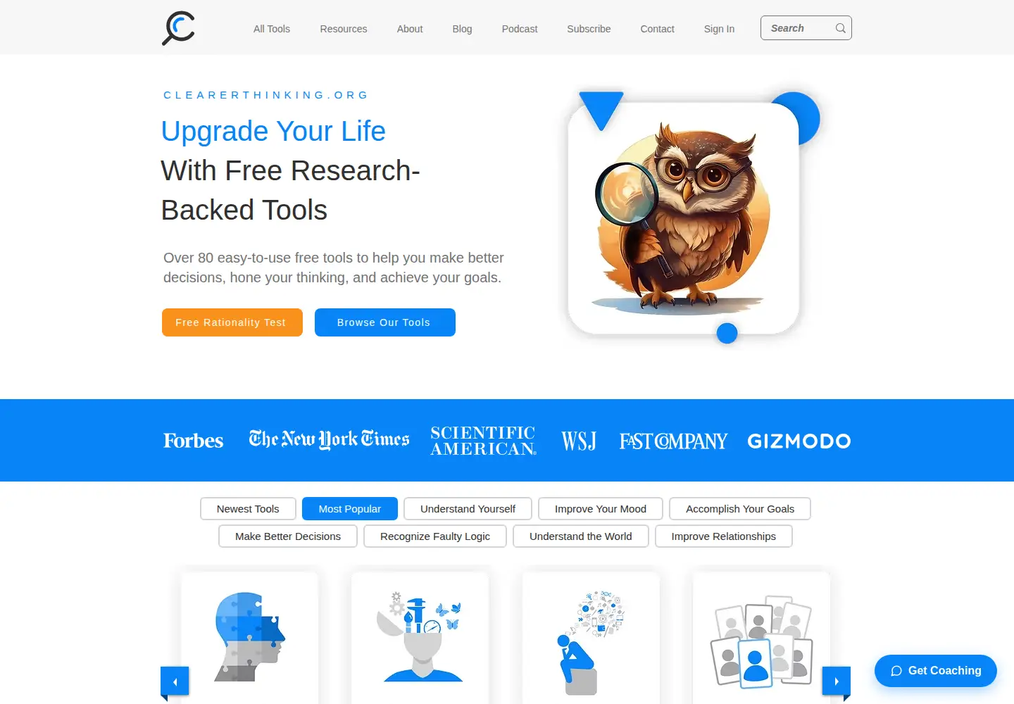 Screenshot of clearerthinking.org
