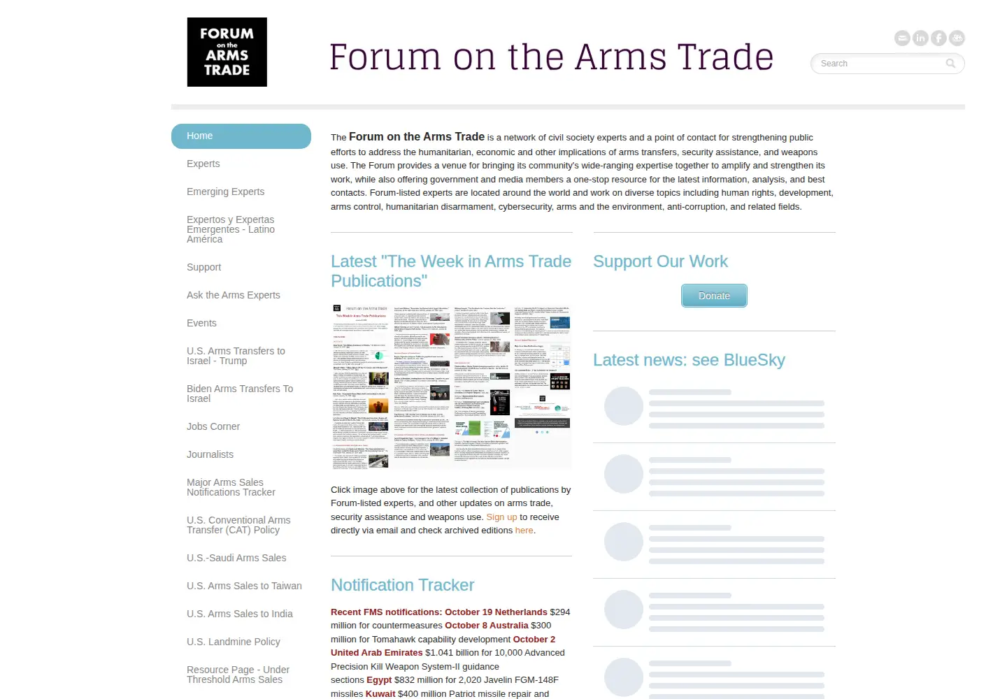 Captured homepage of forumarmstrade.org in the current scan