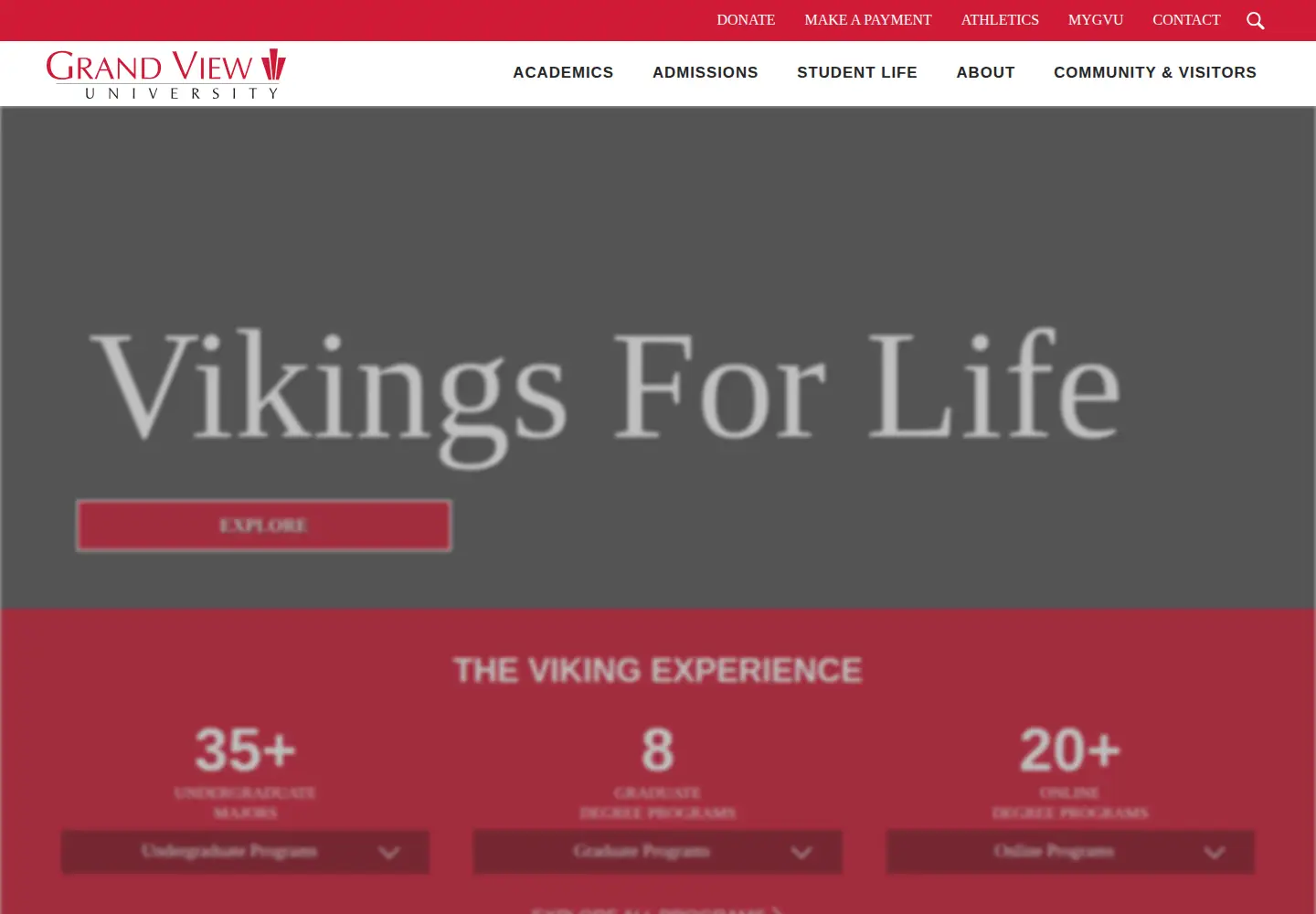 Screenshot of grandview.edu