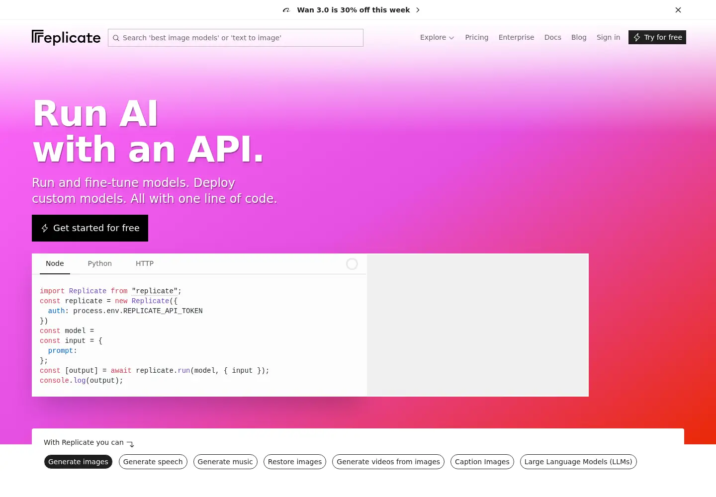 Screenshot of replicate.com