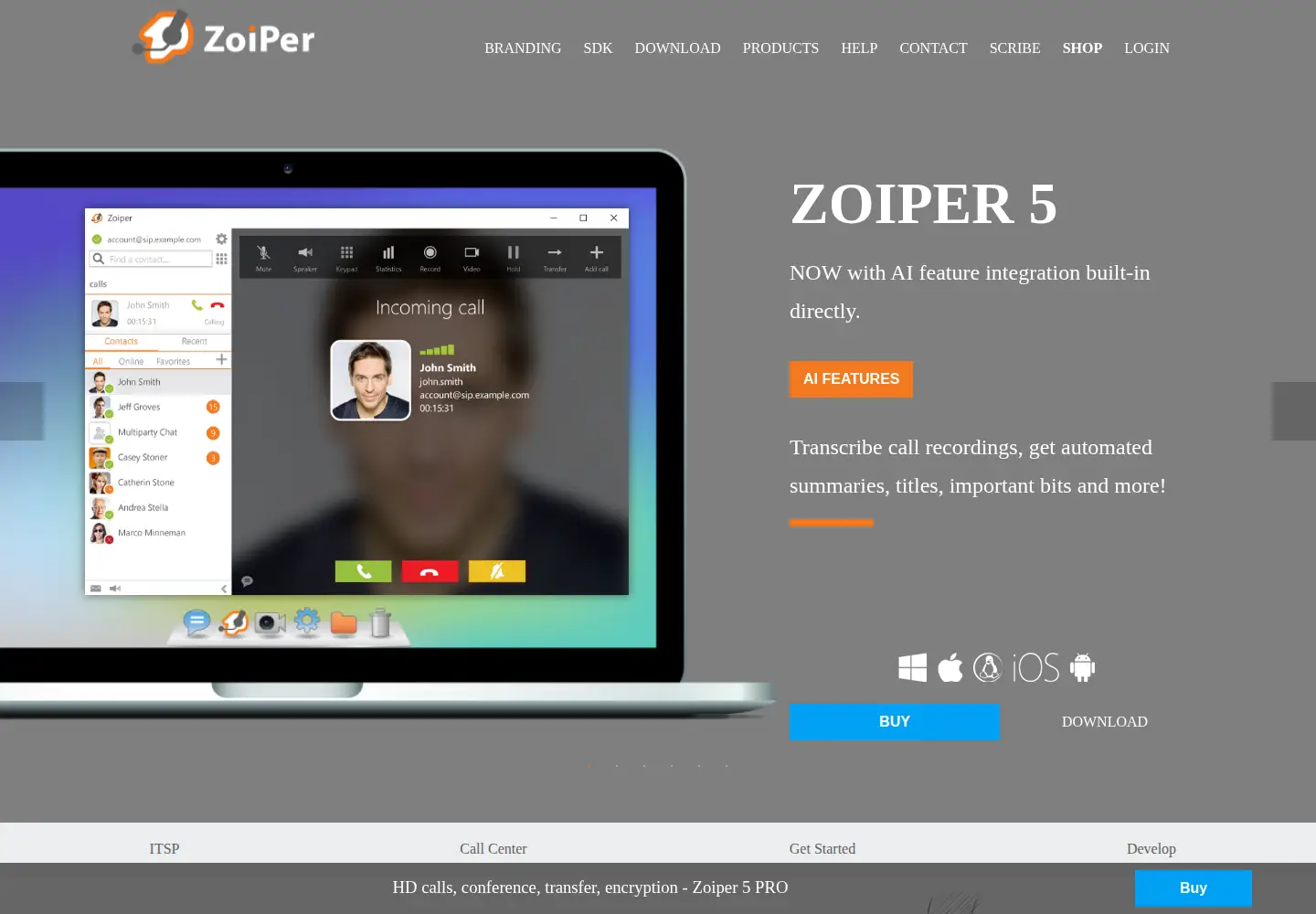 Screenshot of zoiper.com