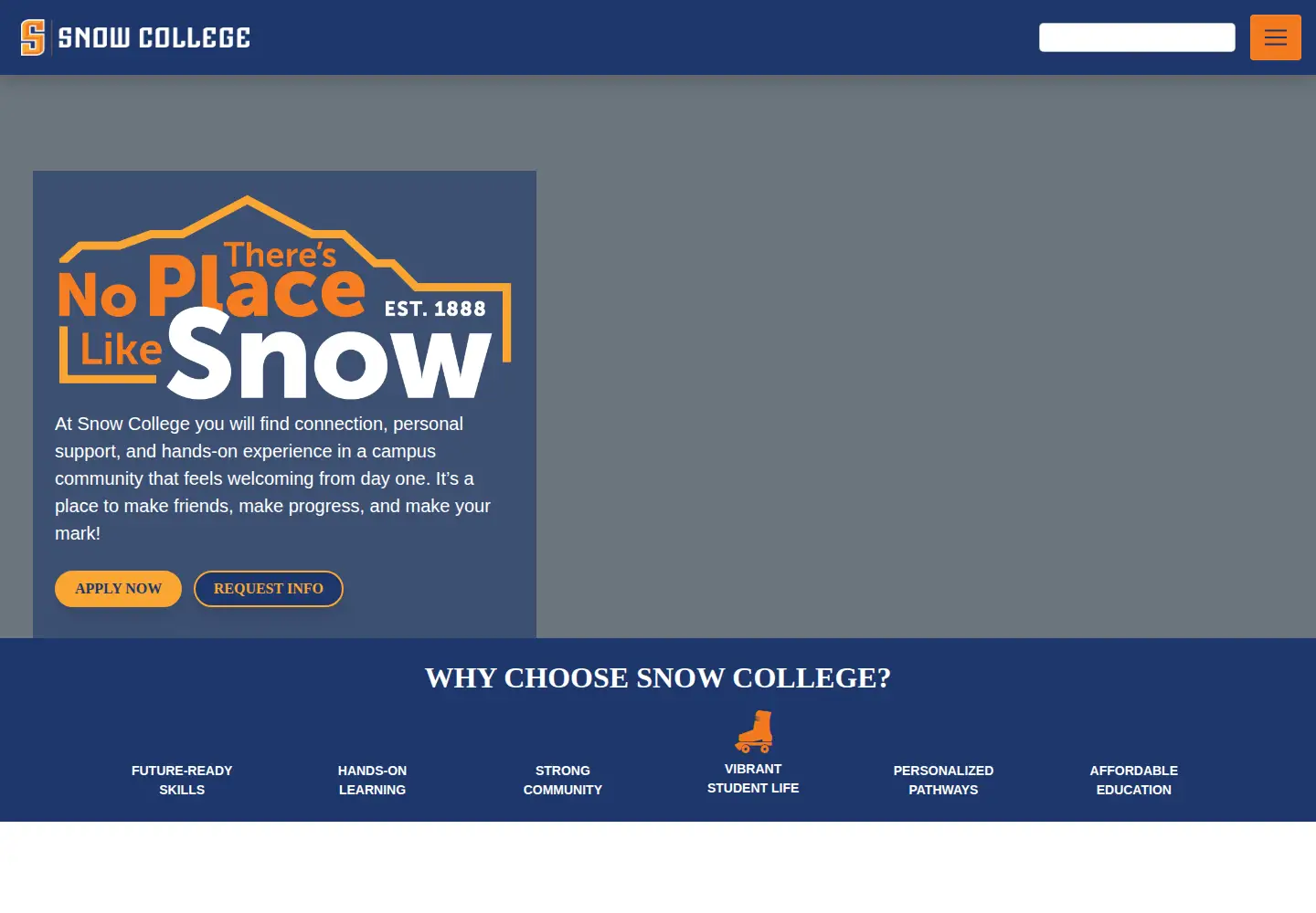 Screenshot of snow.edu