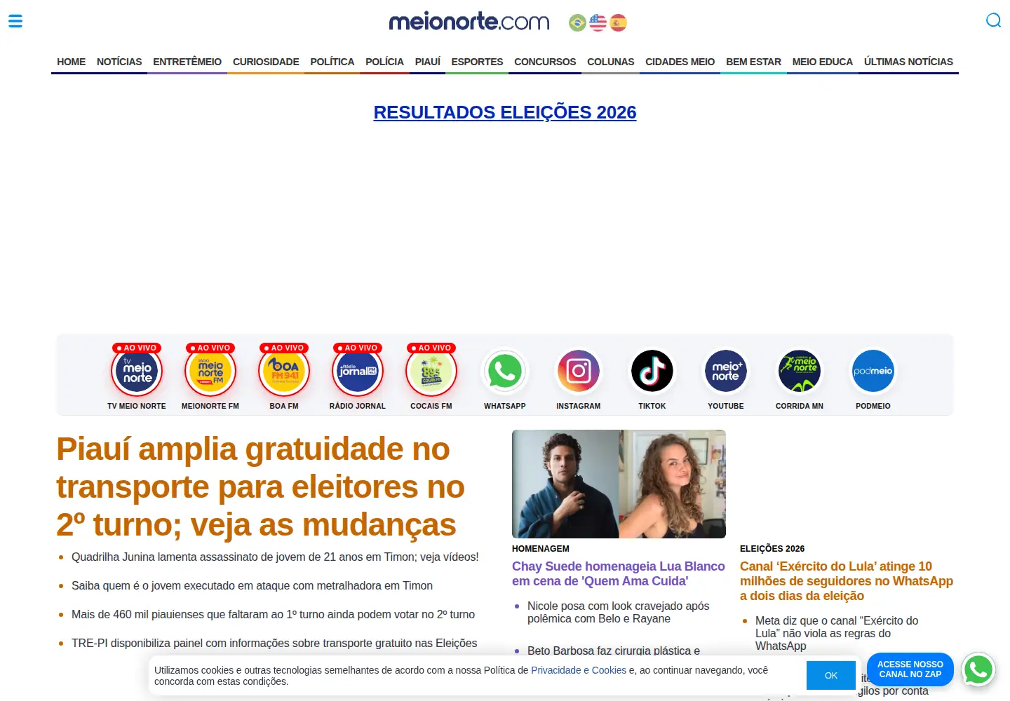 Captured homepage of meionorte.com in the current scan