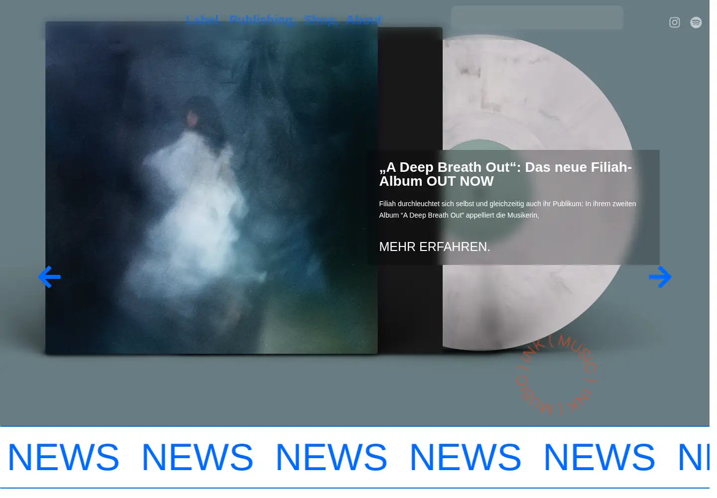Captured homepage of inkmusic.at in the current scan