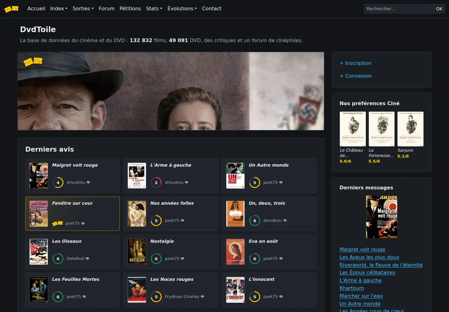 Captured homepage of dvdtoile.com in the current scan