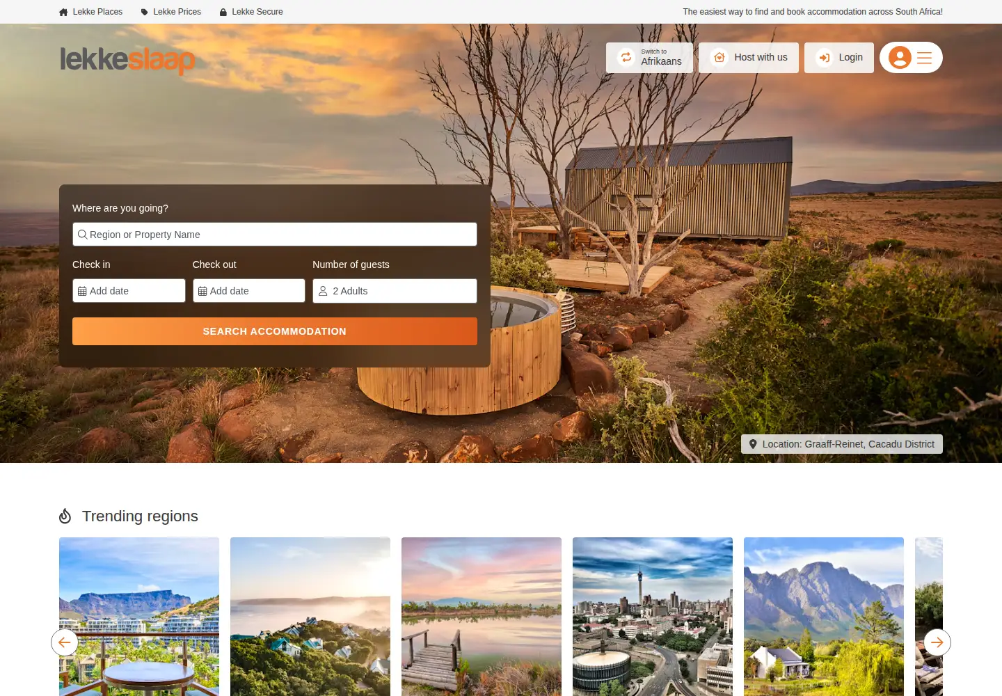 Screenshot of lekkeslaap.co.za