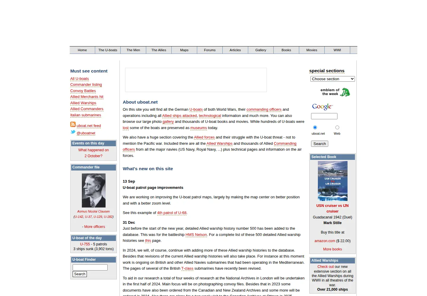 Screenshot of uboat.net