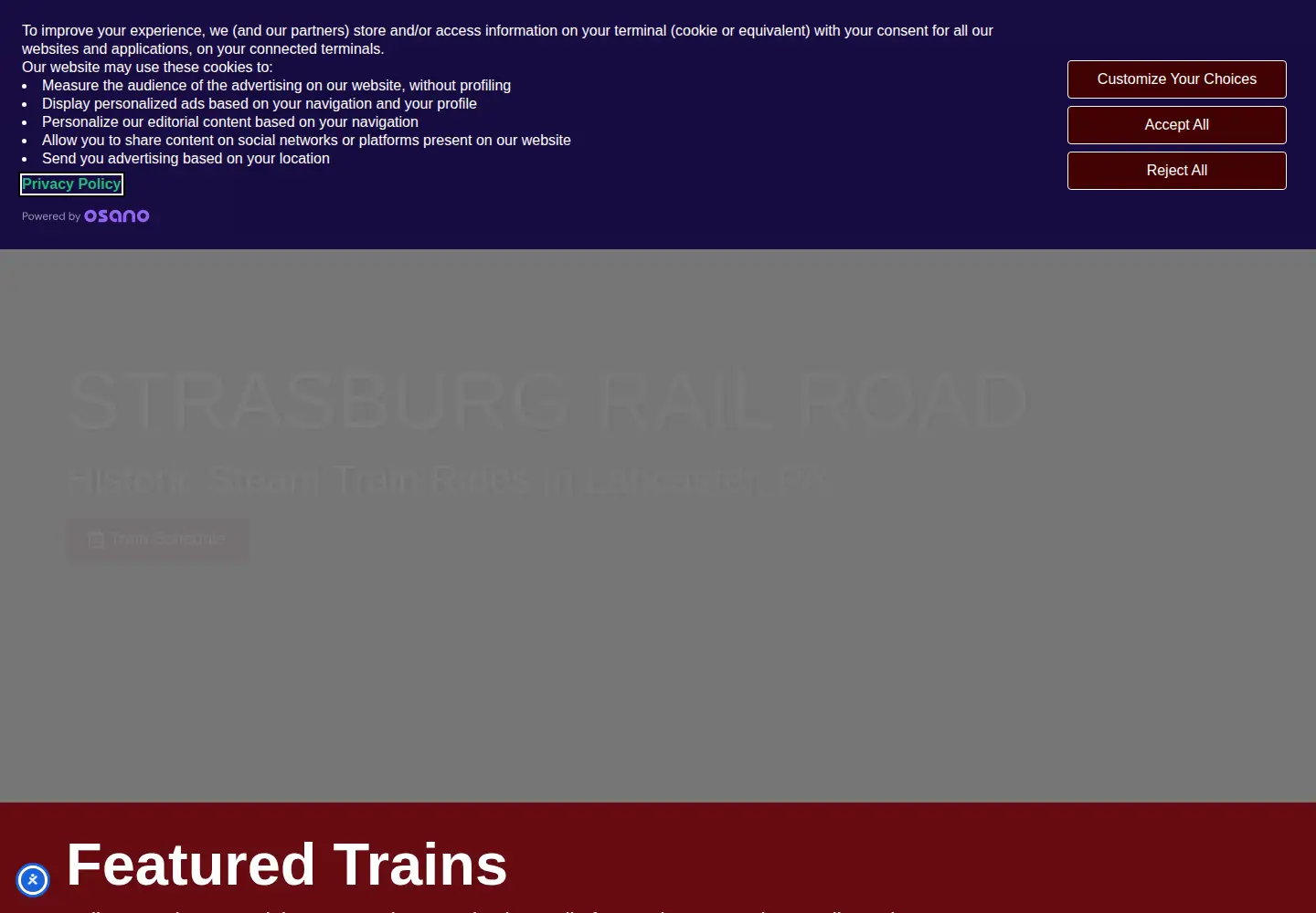 Screenshot of strasburgrailroad.com