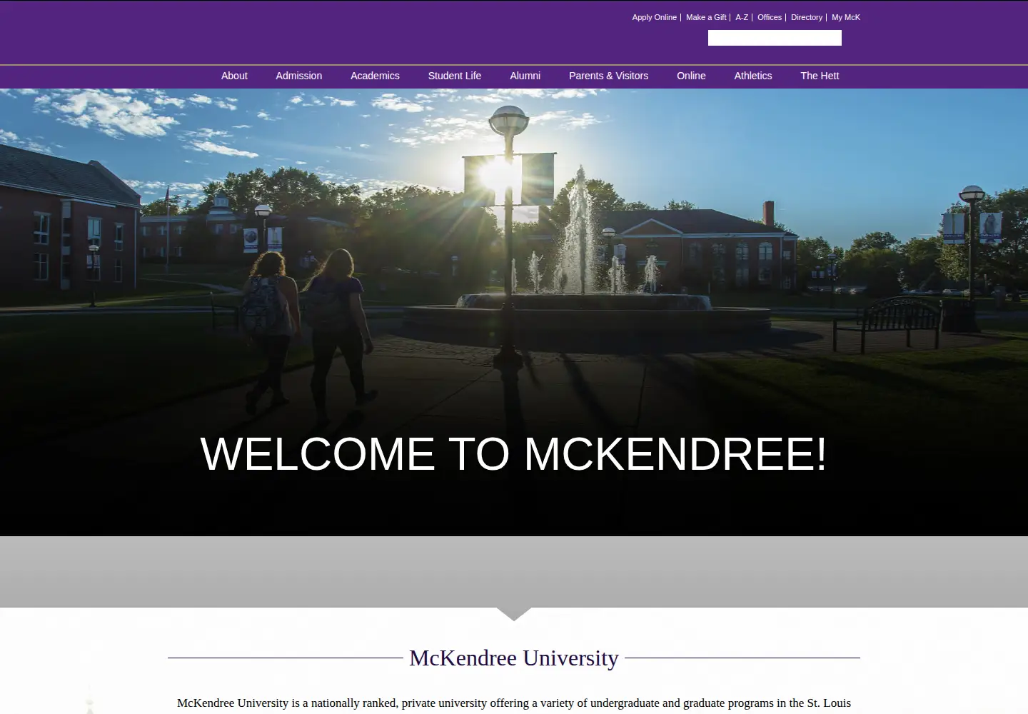 Screenshot of mckendree.edu