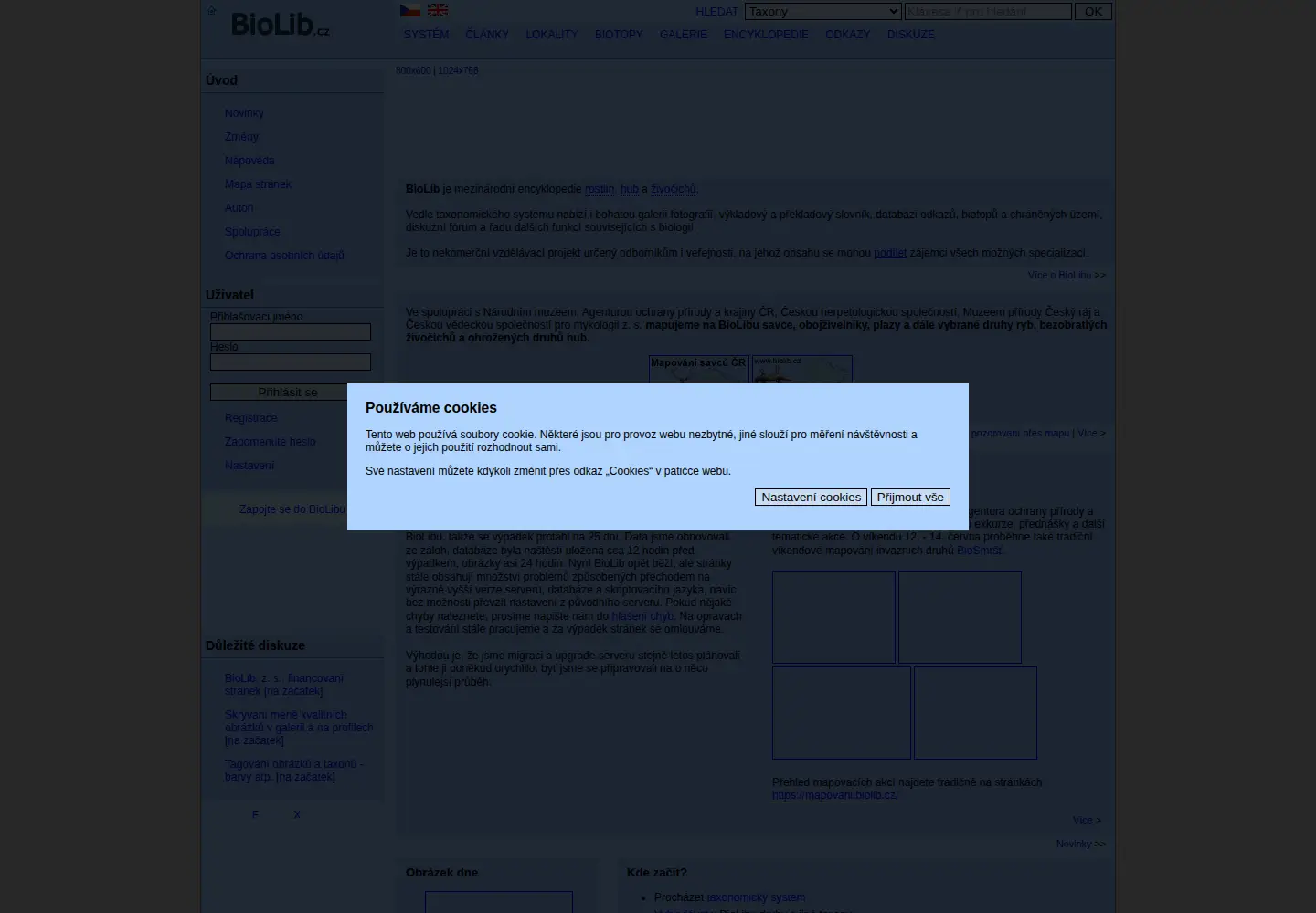 Screenshot of biolib.cz