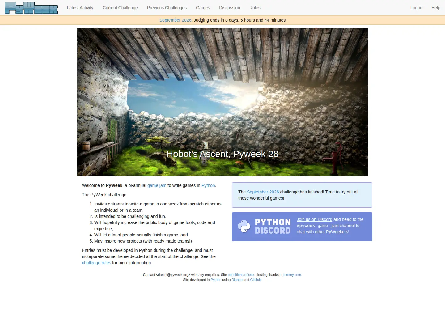 Screenshot of pyweek.org