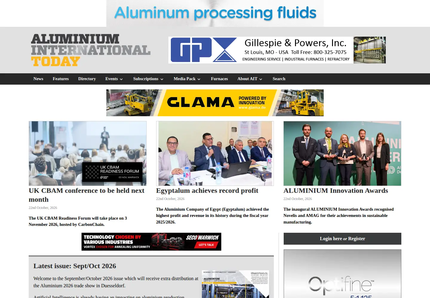 Captured homepage of aluminiumtoday.com in the current scan