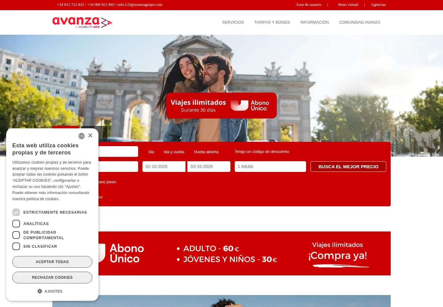 Screenshot of avanzabus.com