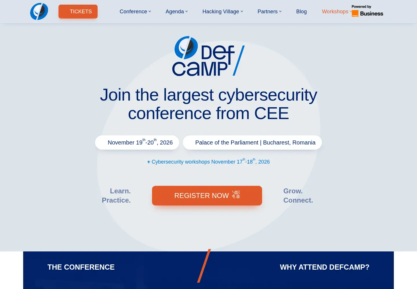 Captured homepage of def.camp in the current scan