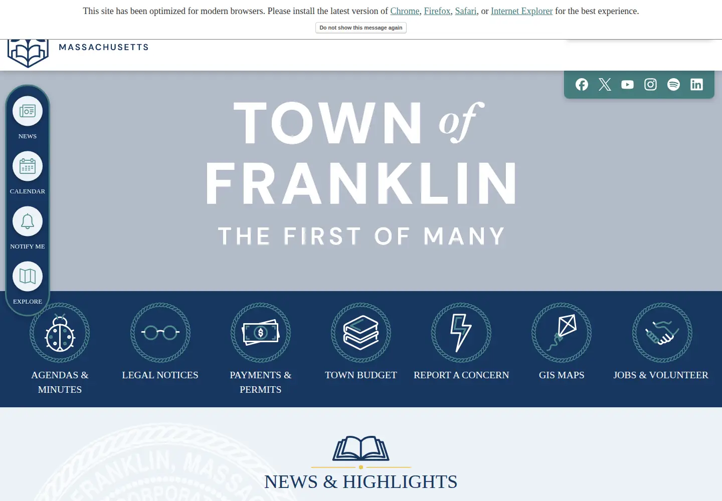 Screenshot of franklinma.gov
