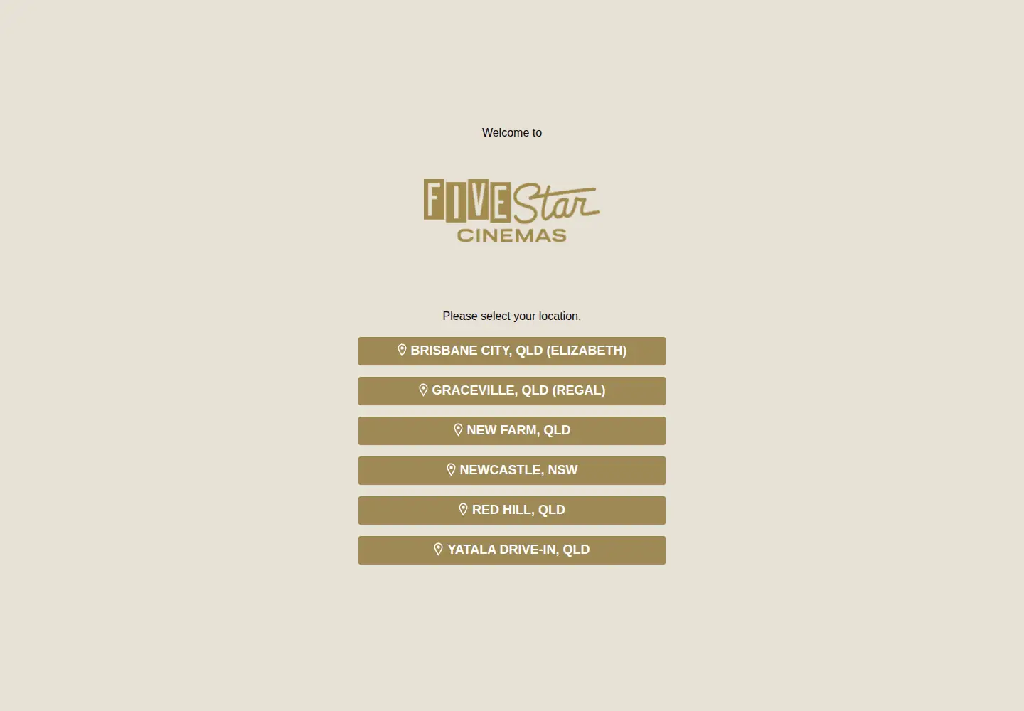 Captured homepage of fivestarcinemas.com.au in the current scan