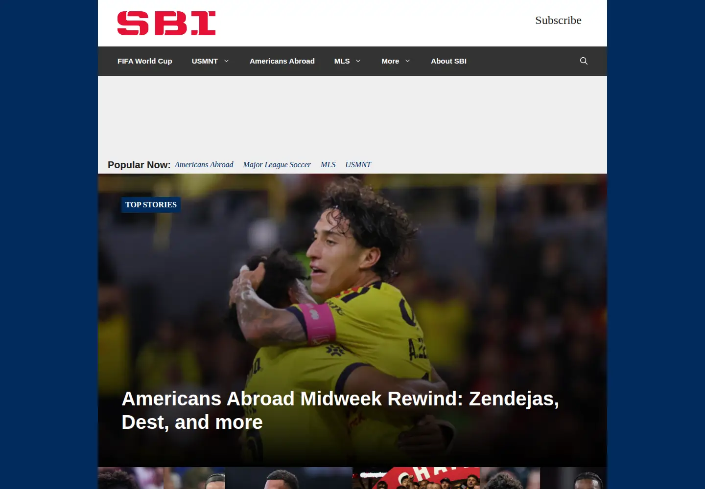 Screenshot of sbisoccer.com