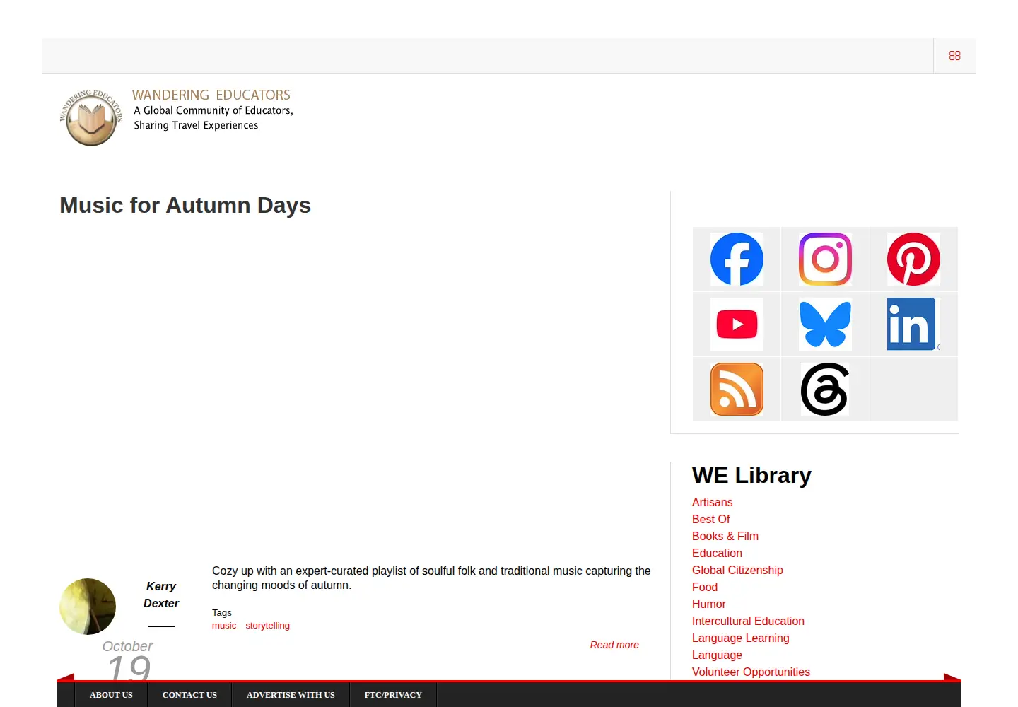 Captured homepage of wanderingeducators.com in the current scan