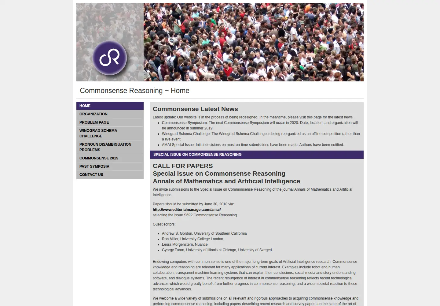 Screenshot of commonsensereasoning.org