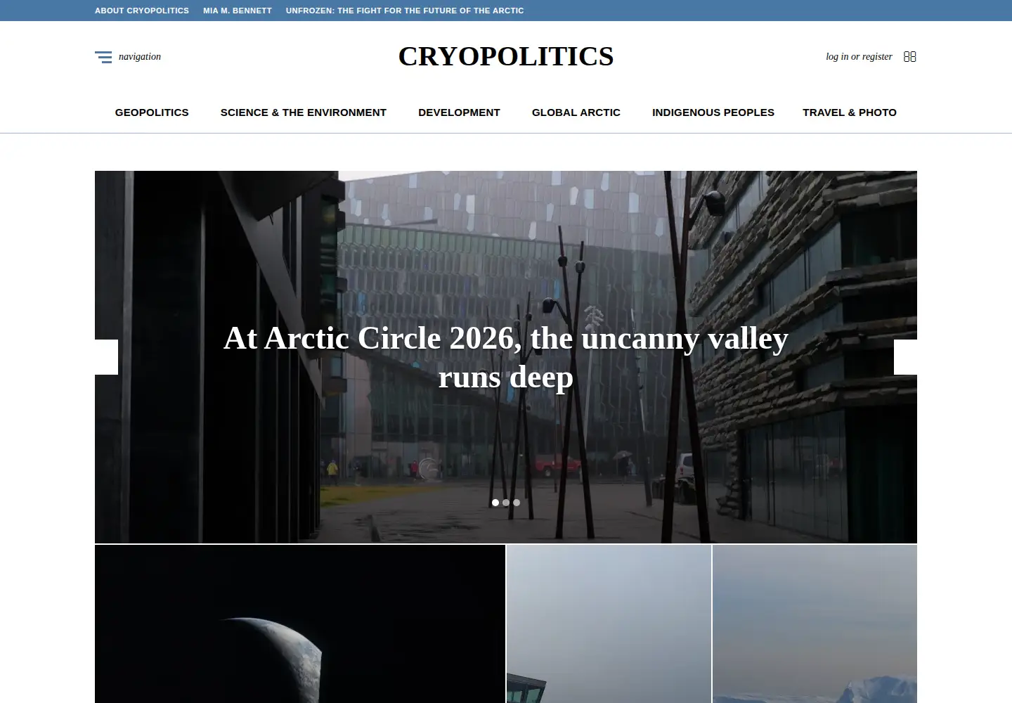 Captured homepage of cryopolitics.com in the current scan