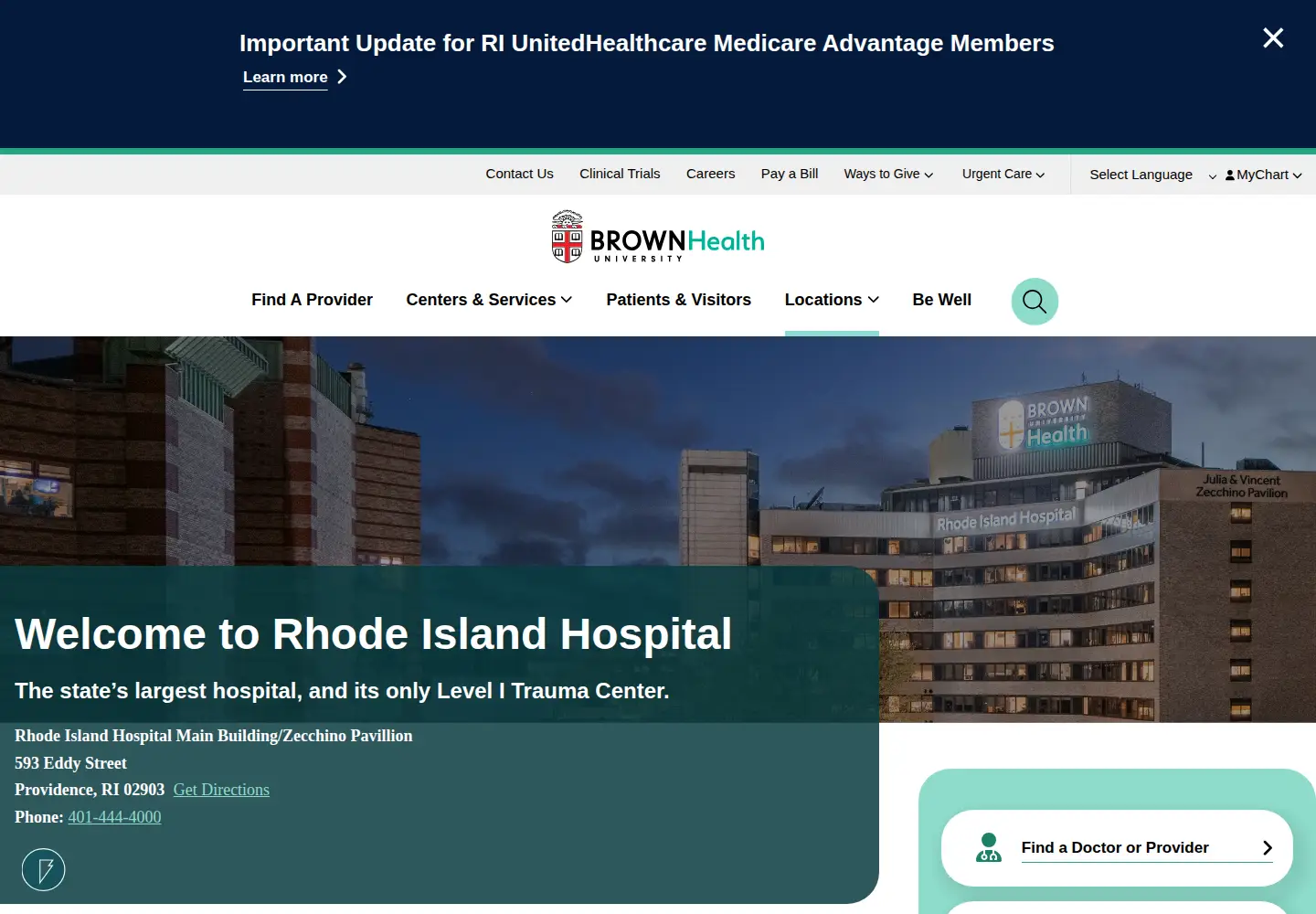Screenshot of rhodeislandhospital.org