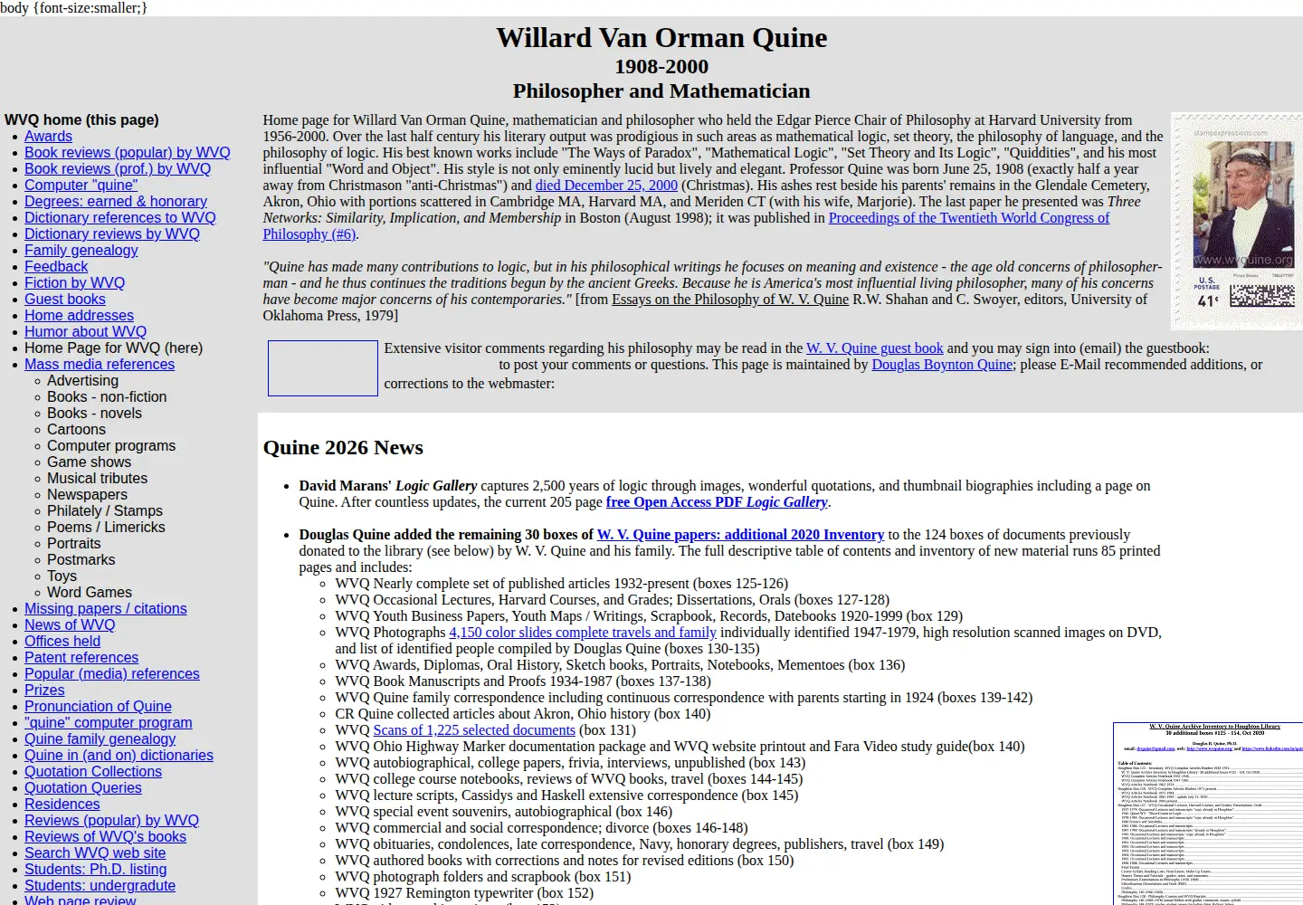 Captured homepage of wvquine.org in the current scan