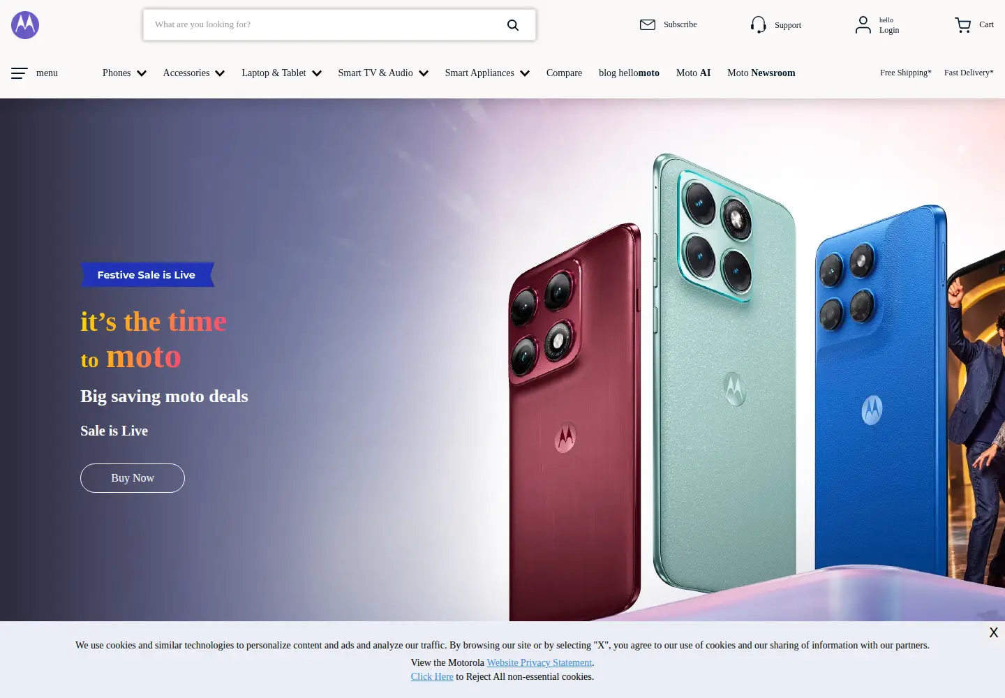 Captured homepage of motorola.in in the current scan