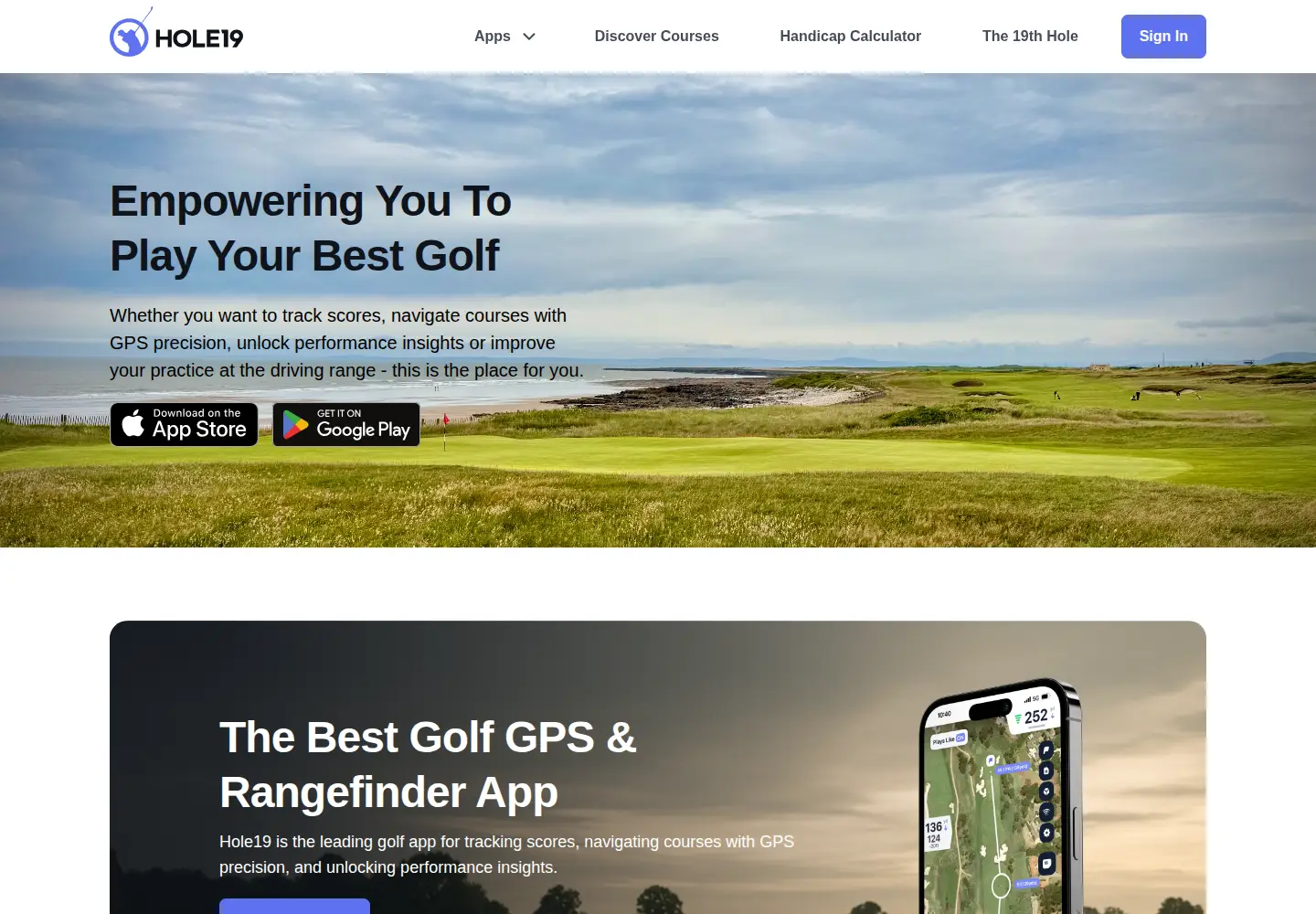 Screenshot of hole19golf.com