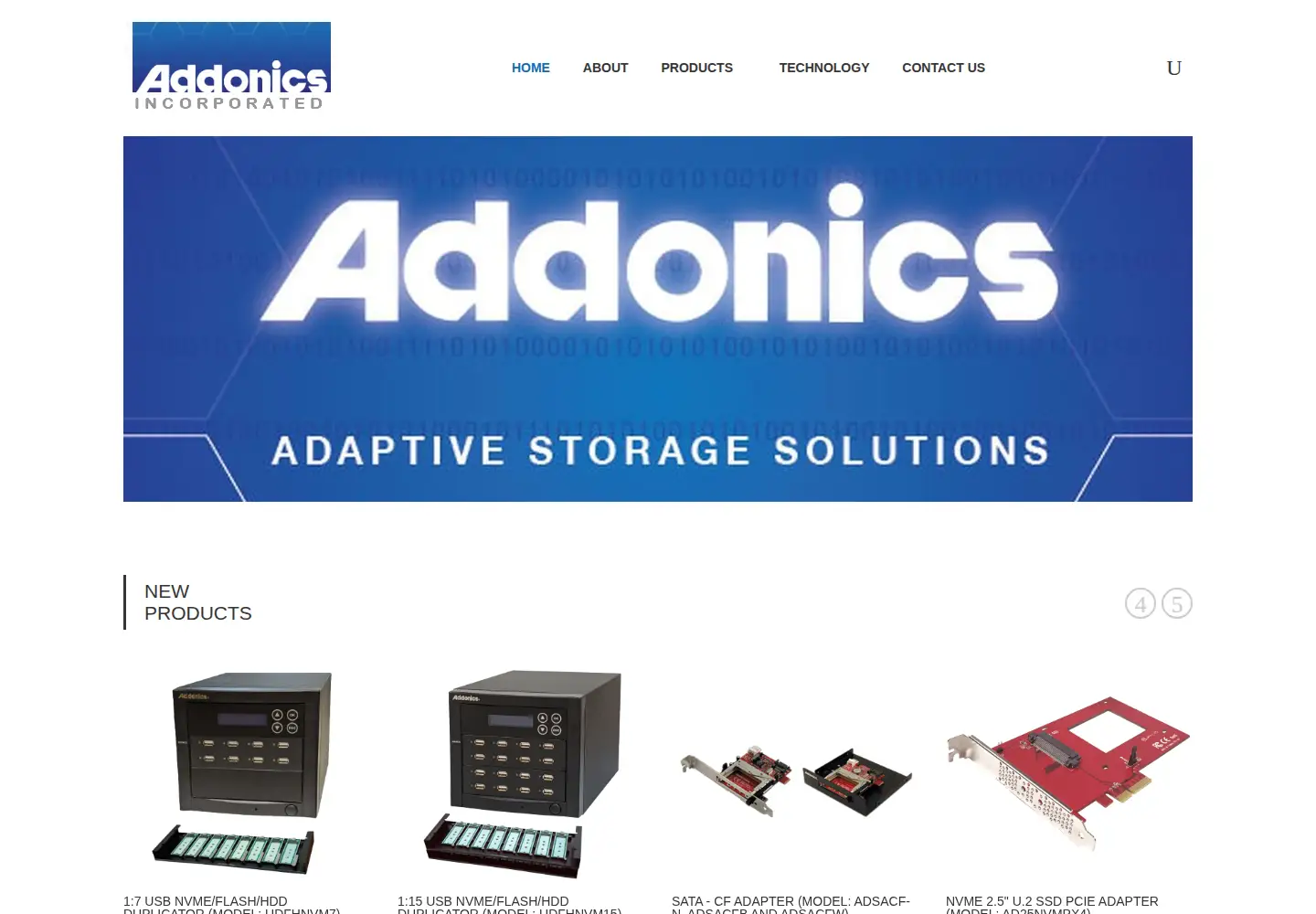 Screenshot of addonics.com